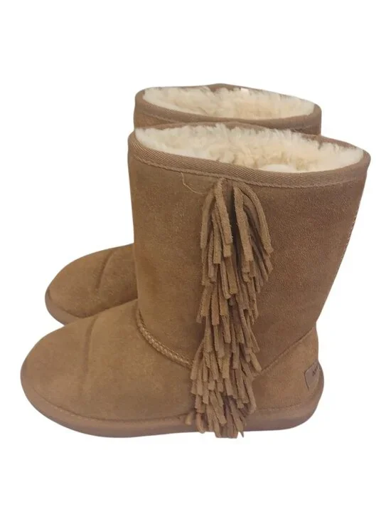 Minnetonka Camel Brown Suede Moccasin Booties with Fringe Size 6 - Picture 3 of 7